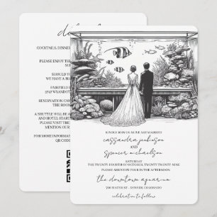 Convite Casamento no Aquário com Detalhes e QR