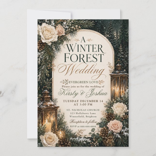 Convite Casamento no Bosque de Inverno (Frente)