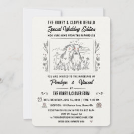 Convite Casamento no Campo com Vacas Beijando