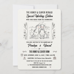 Convite Casamento no Campo com Vacas Beijando