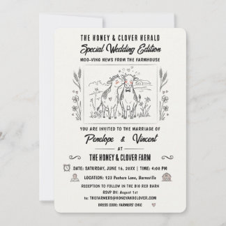 Convite Casamento no Campo com Vacas Beijando