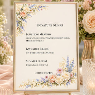 Convite Casamento no Campo de Flores Silvestres de Luxo
