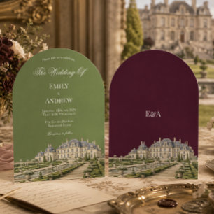 Convite Casamento no Campo Inglês Olive & Burgundy Manor