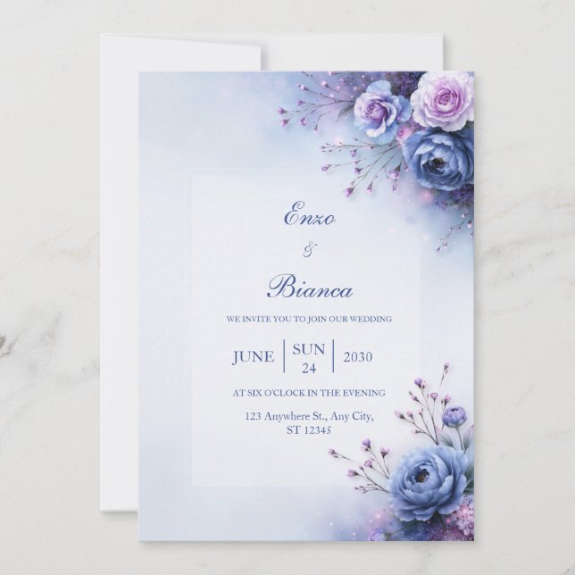 Convite Casamento no Canto da Periwinkle (Frente)