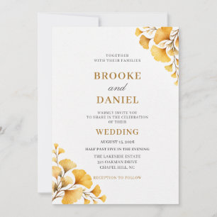 Convite Casamento no Canto de Outono do Ginkgo Dourado