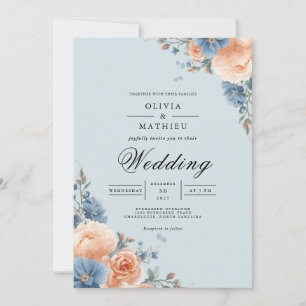 Convite Casamento no Canto Floral Pastel