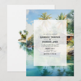 Convite Casamento no Caribe com Aquarela