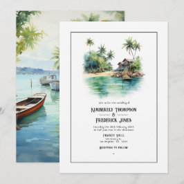 Convite Casamento no Caribe com Aquarela