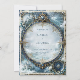 Convite Casamento no Castelo Celestial Azul