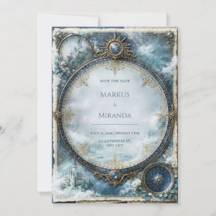 Convite Casamento no Castelo Celestial Azul