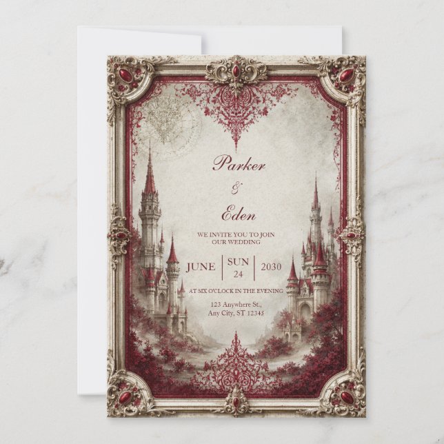 Convite Casamento no Castelo Crimson Spire (Frente)