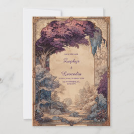 Convite Casamento no Castelo da Árvore Roxa de Fantasia Vi