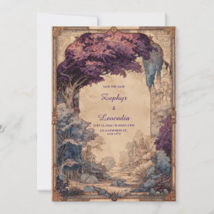 Convite Casamento no Castelo da Árvore Roxa de Fantasia Vi