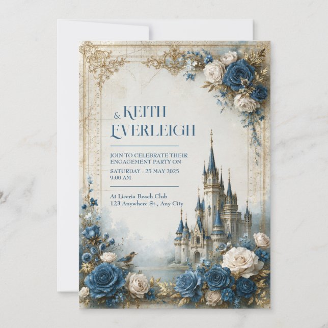 Convite Casamento no Castelo da Rosa Azul (Frente)