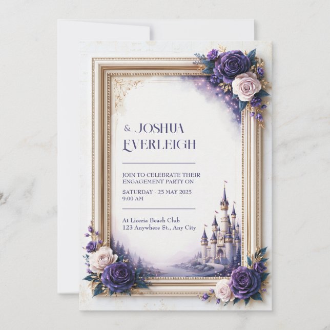 Convite Casamento no Castelo da Rosa Lavanda (Frente)