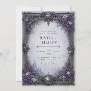 Convite Casamento no Castelo Gótico Roxo