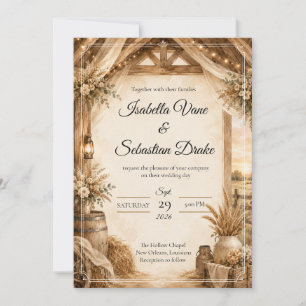 Convite Casamento no Celeiro Rústico