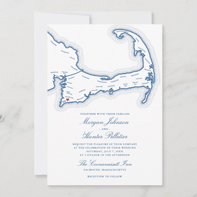Convite Casamento no Coonamessett Inn (Frente)