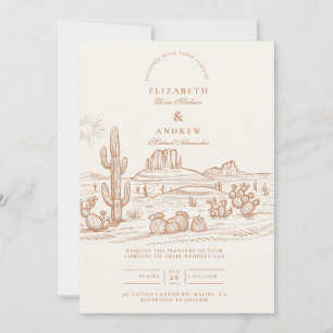 Convite Casamento no Deserto de Cacto Boho Ocidental