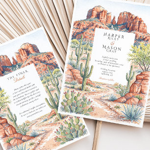 Convite Casamento no Deserto de Sedona Arizona em Aquarela