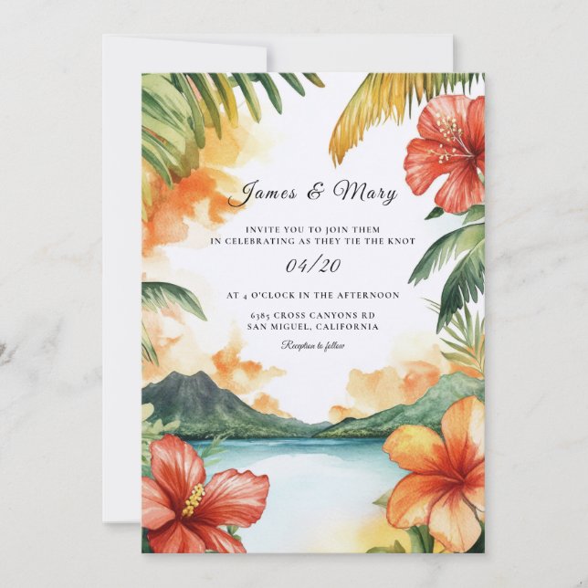 Convite Casamento no Destino da Ilha de Fiji (Frente)