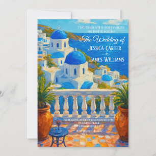 Convite Casamento no Destino da Ilha Grega de Santorini
