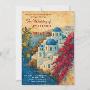 Convite Casamento no Destino da Ilha Grega de Santorini