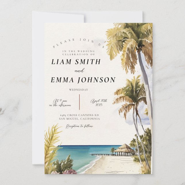 Convite Casamento no Destino Florida keys Key West (Frente)