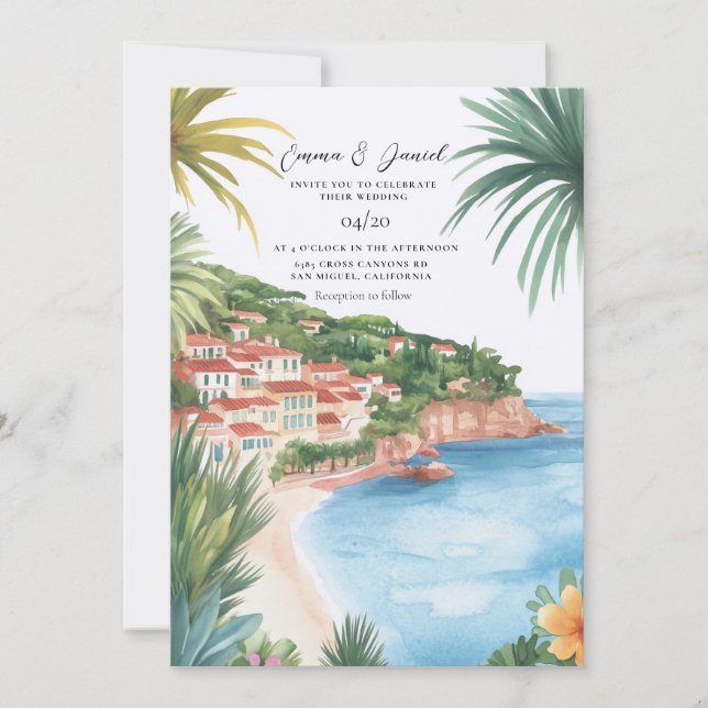 Convite Casamento no Destino Riviera Francesa (Frente)