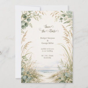 Convite Casamento no estilo Cape Cod costeiro com eucalipt
