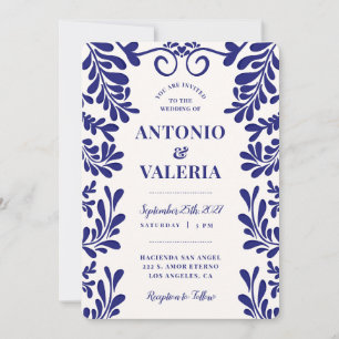 Convite Casamento no estilo Hacienda Mexicana Talavera Azu