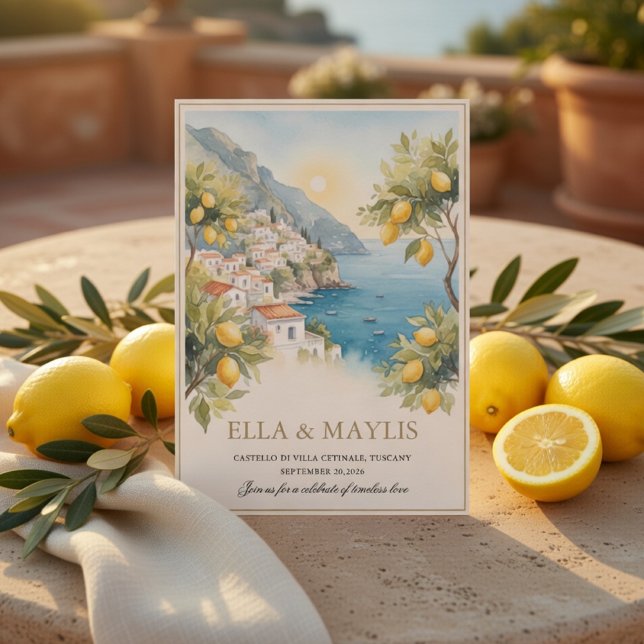 Convite Casamento no estilo Mediterrâneo com Limão na Cost (Criador carregado)