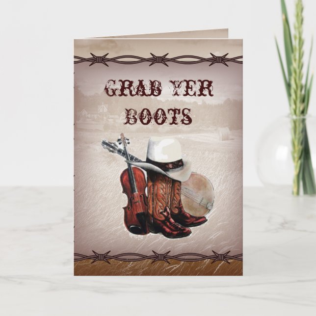 Convite casamento no estilo western com arame farpado (Frente)