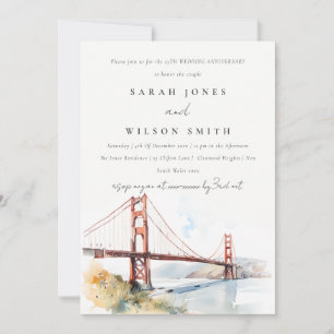 Convite Casamento no Golden Gate de São Francisco Aniversá