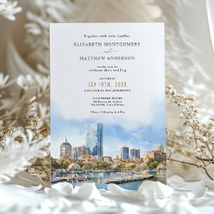 Convite Casamento no horizonte da cidade de Boston MA EUA