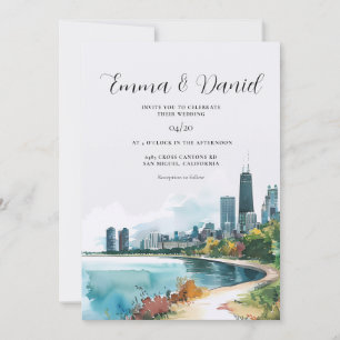 Convite Casamento no horizonte de Chicago Illinois