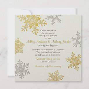 Convite Casamento no inverno ao quadrado de Snowflake Dour