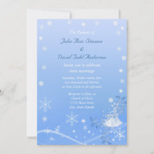 Convite Casamento no inverno Azul e Branco