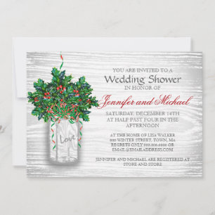 Convite casamento no inverno Chá Mason Jar Holly Berry