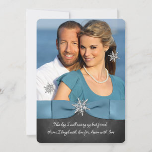 Convite Casamento no inverno   Chalkboard Silver Snowflake