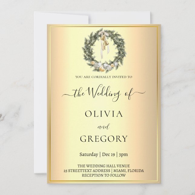 Convite Casamento no inverno Chic (Frente)