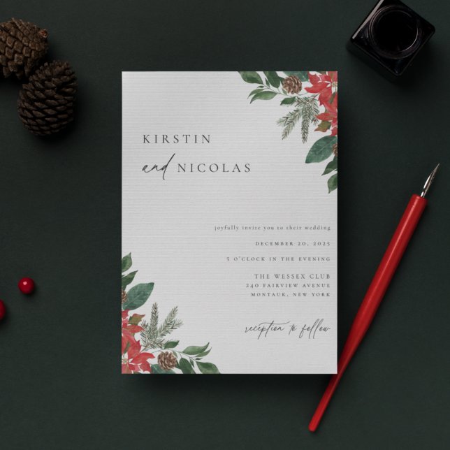 Convite Casamento no inverno Chic Contemporâneo (Criador carregado)