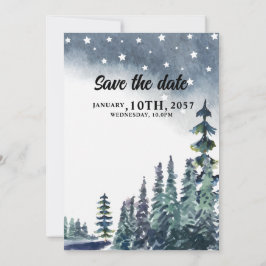 Convite Casamento no inverno com pinheiro azul nevy sky