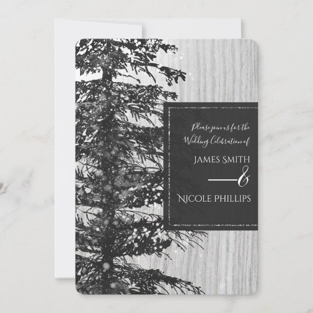 Convite Casamento no inverno da Floresta Rústica da Árvore (Frente)