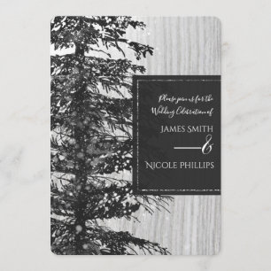 Convite Casamento no inverno da Floresta Rústica de Árvore