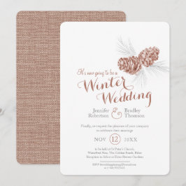 Convite Casamento no inverno de cinzas marrom da arte Cone