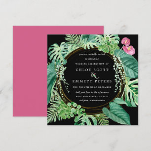 Convite Casamento no inverno de cor rosa tropical