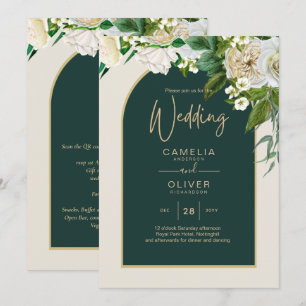 Convite Casamento no inverno de Douradas Rosas Brancas Ver