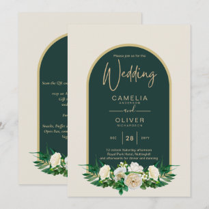 Convite Casamento no inverno de Douradas Rosas Brancas Ver