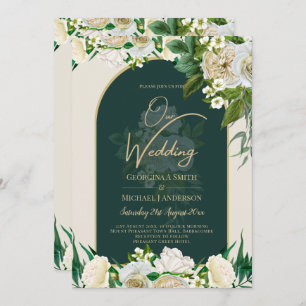 Convite Casamento no inverno de Douradas Rosas Brancas Ver